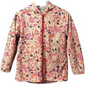 Hatley Girls Unicorn Zip Up Rain Jacket Size 10 Lightweight Lined Waterproof